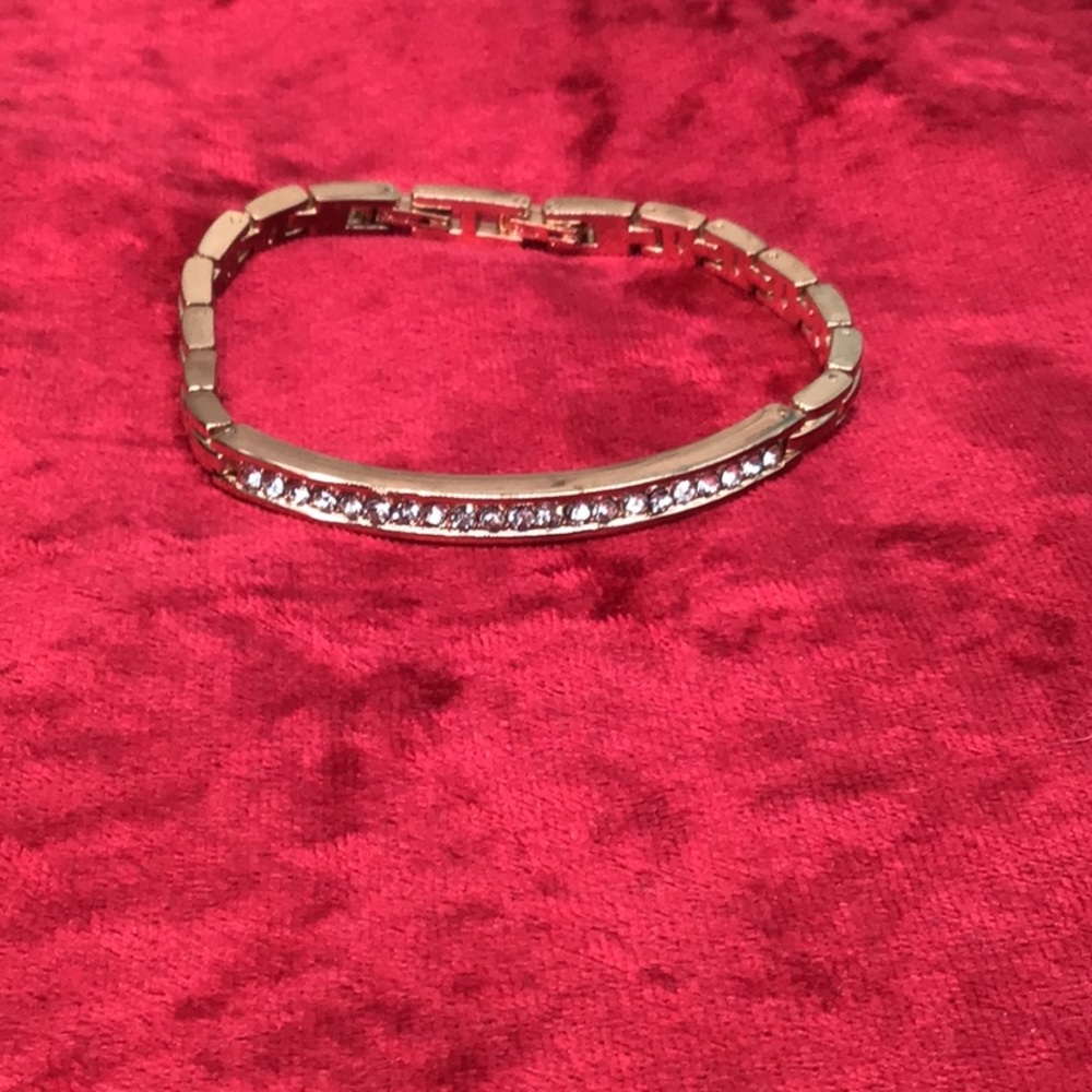 Rose Gold Toned Bracelet with Set Stones